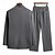 baratos Conjuntos de camisetas básicas masculinas-Homens Ternos-Camiseta Conjuntos de camisa e calça Roupas de 2 peças Manga Longa Colarinho Clerical Primavera &amp; Outono Tecido Moda Estilo Chinês Casual 2 Peças Férias Roupa Diária Para Noite Preto