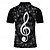 economico Polo musicale da uomo-Festival musicale Per uomo Musica Polo con zip Maglia da golf Manica Corta Magliette polo Camicie con Colletto Casual Abbigliamento da vacanza Abbigliamento da festa Abiti da festa Stampa 3D Polo con