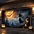 preiswerte Halloween Garagentorabdeckung-Halloween-Türdekorationen für draußen, Halloween-Garagentorabdeckung, Kürbis-Hexe-Banner, gruseliges Schloss, große Kulisse für den Urlaub, Garagentor für draußen, Wanddekoration für Zuhause