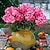 billige Kunstig blomst-kunstig rød pelargonium silkeblomster udendørs plantebusk 2 bundter kunstige blomster pelargonier til udendørs blomstret boligindretning indendørs have gårdhave vase grav kirkegård bord centerpieces