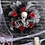 billige Halloween-kranser og blomsterdekorasjoner-15 tommers halloween krans, rød rose hodeskalle mesh krans for innendørs vegg og inngangsdør, vegg  &amp; dørhengende dekorasjon, hjemmefestdekor