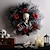 billige Halloween-kranser og blomsterdekorasjoner-15 tommers halloween krans, rød rose hodeskalle mesh krans for innendørs vegg og inngangsdør, vegg  &amp; dørhengende dekorasjon, hjemmefestdekor