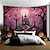 cheap Halloween Wall Tapestries-Pink Halloween Decorations Forest Hanging Tapestry Wall Art Large Tapestry Mural Decor Photograph Backdrop Blanket Curtain Home Bedroom Living Room Decoration