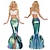 abordables Déguisements pour femmes-Sirène Halloween Robe Costume de cosplay Tenues Robe sirène et robe évasée Déguisement Cosplay Adulte Femmes Mascarade Mardi Gras Performance Soirée Déguisements d&#039;Halloween faciles Se déguiser