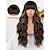 cheap Party Wigs-Brown Wig with Bangs for Women Long Wavy Hair Wig Brown Highlight Wig Curly Wavy Synthetic Wigs for Girls Daily Party Use Halloween Wigs