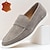 abordables Mocassins en cuir de qualité supérieure-mocassins en daim gris pour hommes - chaussures habillées à enfiler en peau de vache de qualité supérieure pour une tenue formelle et décontractée