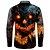 baratos Camisetas de Halloween-Halloween Careta Casual Escuro Homens Camisa Social camisa de botão Manga Longa Festa Outono Inverno Primavera Verão Aberto para a Lateral Colarinho de Camisa Abotoar Impressão 3D Fina Laranja