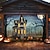 preiswerte Halloween Garagentorabdeckung-Halloween-Türdekorationen für draußen, Halloween-Garagentorabdeckung, Kürbis-Hexe-Banner, gruseliges Schloss, große Kulisse für den Urlaub, Garagentor für draußen, Wanddekoration für Zuhause