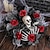 billige Halloween-kranser og blomsterdekorasjoner-15 tommers halloween krans, rød rose hodeskalle mesh krans for innendørs vegg og inngangsdør, vegg  &amp; dørhengende dekorasjon, hjemmefestdekor
