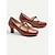 cheap Women&#039;s Heels-Women&#039;s Vintage Brown T-Strap Heels with Classic Design - Ideal for Office, Parties, and Formal Events