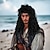 baratos Perucas de personagens de filmes-Peruca Longa Cacheada Preta com Chapéu do Capitão Pirata Cosplay Halloween
