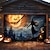 preiswerte Halloween Garagentorabdeckung-Halloween-Türdekorationen für draußen, Halloween-Garagentorabdeckung, Kürbis-Hexe-Banner, gruseliges Schloss, große Kulisse für den Urlaub, Garagentor für draußen, Wanddekoration für Zuhause