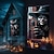 voordelige Wandtapijten-Halloween raambekleding decoraties, stof griezelig Halloween gordijn horror film poster raam deurbekleding decor voor spookhuis, enge Halloween raamstickers stickers binnen buiten