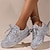 billiga Damsneakers-Dam Sneakers Bling Bling Skor Fantasy skor Mousserande skor Utomhus Dagligen Paljett Platt klack Rundtå Mode Sportig Ledigt Glitter PU Snörning Silver Svart