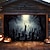 billige Halloween garasjeportdeksel-halloween dørdekorasjoner utendørs halloween garasjedørdeksel kirkegård skummel dyster banner stort billedvev bakteppedekorasjon for ferie utendørs garasjedør hjem veggdekorasjoner