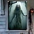 billige Veggtepper-halloween vindusdekor dekorasjoner, stoff spøkelse brud skumle halloween gardin skrekkfilm plakat vindusdør som dekker dekor for hjemsøkt hus, skummelt halloween vindu klinger dekaler innendørs