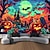 billige Veggtepper-halloween dekorasjoner blacklight billedvev uv reaktiv glød i mørket glød fest jack o lanterne psykedelisk by trippy tåkete hengende billedvev veggkunst veggmaleri for stue soverom