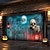 preiswerte Halloween Garagentorabdeckung-Halloween-Türdekorationen für draußen, Halloween-Garagentorabdeckung, Skelett-Friedhofsbanner, Kürbisschädel draußen, große Hintergrunddekoration für den Urlaub, Garagentor für draußen,