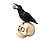 cheap Halloween Hanging &amp; Tabletop Decorations-Halloween Skeleton Crow Resin Figurine - Animal Sculpture for Tabletop, Window Display, and Home Decor - Spooky Halloween Decoration