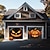 billige Halloween garage dør dække-halloween dørdekorationer udendørs halloween garagedør dæksel jack o lanterne banner græskar skelet udenfor stor kulisse dekoration til ferie udendørs garagedør hjem vægdekorationer