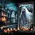 cheap Halloween Wall Tapestries-Halloween Window Cover Decorations, Fabric Witches Creepy Halloween Curtain Horror Movie Poster Window Door Covering Decor for Haunted House, Scary Halloween Window Clings Decals Indoor Outdoor