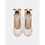 ieftine Block Heels-pantofi cu toc mijlociu cu accent cu funde din piele intoarsa bej cu bretele la glezna - pantofi eleganti de dama pentru birou, nunti si ocazii formale
