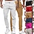 baratos Chinos-Homens Calças chinês Calça Jogger Perna reta Geometria Macio Respirável Mimolet Casa Diário à moda Estilo Clássico Delgado Preto Branco Cintura Média Micro-Elástica