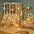 abordables Lumières de cordes solaires-Rideau lumineux en forme d&#039;étoile et de lune avec télécommande, 3,5 m, 138 LED, 8 modes, pour mariage, fête de Noël, extérieur, étanche, pour tente, chambre à coucher, salon, balcon, fenêtre,
