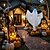 tanie Oświetlenie rekwizytów na Halloween-3szt halloweenowe dekoracje oświetlone białe światła ledowe ducha wiszące oświetlone duchy horror dekoracje drzwi wiszące nawiedzony dom halloween party scene układ rekwizyty