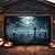 billige Halloween garasjeportdeksel-halloween dørdekorasjoner utendørs halloween garasjedørdeksel kirkegård skummel dyster banner stort billedvev bakteppedekorasjon for ferie utendørs garasjedør hjem veggdekorasjoner