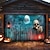 preiswerte Halloween Garagentorabdeckung-Halloween-Türdekorationen für draußen, Halloween-Garagentorabdeckung, Skelett-Friedhofsbanner, Kürbisschädel draußen, große Hintergrunddekoration für den Urlaub, Garagentor für draußen,