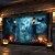 ieftine Hârtie de acoperire pentru ușa garajului de Halloween-decorațiuni uși de halloween în aer liber capac ușă de garaj de halloween jack o lantern banner lilieci de dovleac cimitir în exterior fundal mare decor pentru vacanță ușă de garaj în aer liber