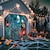 preiswerte Halloween Garagentorabdeckung-Halloween-Türdekorationen für draußen, Halloween-Garagentorabdeckung, Skelett-Friedhofsbanner, Kürbisschädel draußen, große Hintergrunddekoration für den Urlaub, Garagentor für draußen,