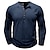 billige Afslappet Henley T-shirt-Herre Henley-skjorte Tee Top Lang ærmet skjorte Langærmet Helfarve Mode Daglig Knapper Henley udendørs Afslappet Sommer Mørkebrun Mørkegrå Mørkerød Henley T-shirt