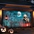 preiswerte Halloween Garagentorabdeckung-Halloween-Türdekorationen für draußen, Halloween-Garagentorabdeckung, Skelett-Friedhofsbanner, Kürbisschädel draußen, große Hintergrunddekoration für den Urlaub, Garagentor für draußen,
