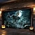 preiswerte Halloween Garagentorabdeckung-Halloween-Türdekorationen für draußen, Halloween-Garagentorabdeckung, Skelett-Friedhofsbanner, Kürbisschädel draußen, große Hintergrunddekoration für den Urlaub, Garagentor für draußen,