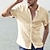 economico Vacanza-Per uomo Camicia camicia di lino Camicia estiva Abbigliamento mare Camicia con bottoni Liscio Da mare Curise Nero Bianco Blu Verde Manica corta Colletto Estate Primavera Abbigliamento