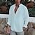 abordables Camisa de lino y algodón-Hombre Camisa Camisa de verano Ropa de playa Abotonar la camisa Camisa con cuello mao Negro Blanco Azul Marino Azul Piscina Manga Larga Plano Cuello Vuelto Primavera &amp; Otoño Exterior Calle Ropa