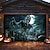 preiswerte Halloween Garagentorabdeckung-Halloween-Türdekorationen für draußen, Halloween-Garagentorabdeckung, Skelett-Friedhofsbanner, Kürbisschädel draußen, große Hintergrunddekoration für den Urlaub, Garagentor für draußen,
