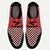 billiga Slip-ons och loafers till herrar-herrsneakers i rött och svart houndstooth-mönster i konstläder med snörningsdesign och vadderad sula - trendiga vardagsskor för vardagsbruk