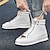 billige Uformelle joggesko-hvite high-top joggesko for menn med gullmetallic-aksenter og glidelåsdetaljer - luksuriøse streetwear-motesko