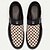 billige Uformelt-brune og hvitrutete slip-on loafers for menn med kunstskinn og lerret, komfortabelt fritidssko for hverdagsbruk