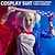 abordables Costumes de couple et de groupe-costumes harley quinn 13 pcs ensemble joker 2 suicide squad clown cosplay costume tenues avec perruques accessoires brodés femmes filles film cosplay halloween carnaval performance fête
