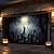 billige Halloween garasjeportdeksel-halloween dørdekorasjoner utendørs halloween garasjedørdeksel kirkegård skummel dyster banner stort billedvev bakteppedekorasjon for ferie utendørs garasjedør hjem veggdekorasjoner