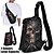 billige Herretasker-crossbody-slyngetaske med gotisk kranieprint til mænd - skuldertaske i mørk punk-stil med justerbar rem