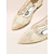 cheap Women&#039;s Flats-Women&#039;s Beige Lace Pointed Toe Flat Wedding Shoes with Low Heel - Elegant Bridal and Formal Shoes