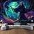 cheap Halloween Wall Tapestries-Halloween Decorations Blacklight Tapestry UV Reactive Glow in the Dark Glow Party Haunted House Psychedelic Trippy Misty Hanging Tapestry Wall Art Mural for Living Room Bedroom Witch Pumpkin