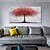 abordables Peintures fleurs/botaniques-peinture à l&#039;huile faite à la main sur toile, décoration murale, arbre d&#039;argent rouge abstrait moderne pour salon, décoration d&#039;intérieur, peinture roulée sans cadre, non étirée