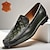 billige Premium læder loafers-Herre Tøfler &amp; Slip-ons Klassiske loafers Læder Åndbart Bekvem Skridsikker Hjemmesko Sort Grøn Efterår Vinter
