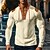 preiswerte Basic-T-Shirts-Herren T Shirt Henley Hemd T-Shirt Waffelstrick T-Shirt Langarm Gebänderter Kragen Frühling &amp; Herbst Braun Mode Designer Basic Schnürung Patchwork Urlaub Straße Ausgehen Aprikose Schwarz Weiß Top